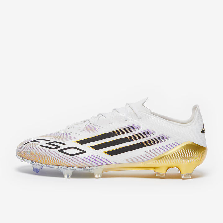 Adidas F50 Elite FG Firm Ground Soccer Cleats - White/Purple/Gold