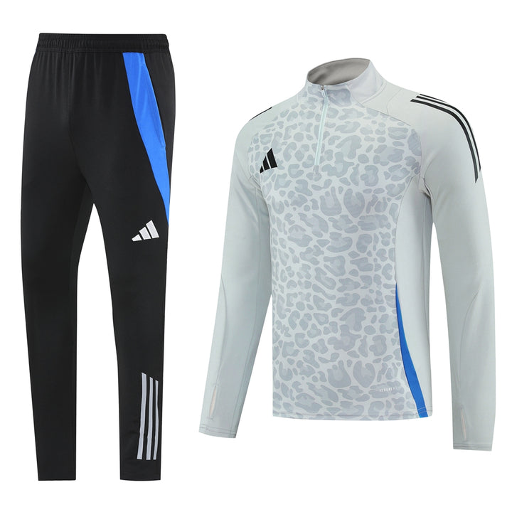Adidas Track Suit - Leopard Camo Light Grey with Blue Strips