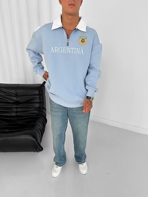 Argentina Half-Zip Oversized Sweatshirt – Premium Football Streetwear