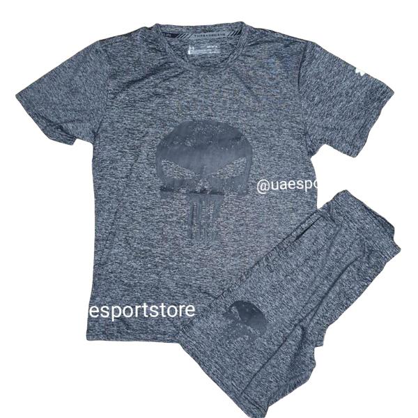 Under Armor Heatgear Light Grey Skeleton Shirt & Short
