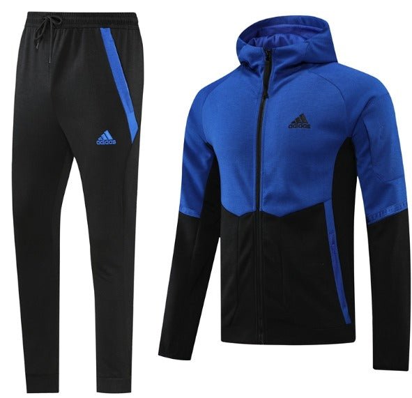 ADIDAS Full Zip Hoodie BLUE BLACK FULL SET - uaessss