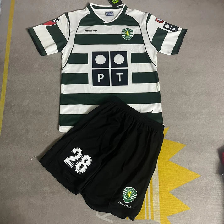 Sporting Lisbon 01/02 Home with RONALDO 28 Kids Kit